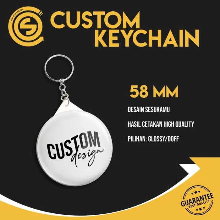 Key Chain - Gantungan Kunci Custome Tulisan / Foto - Ukuran 58 mm Ganci - Glossy