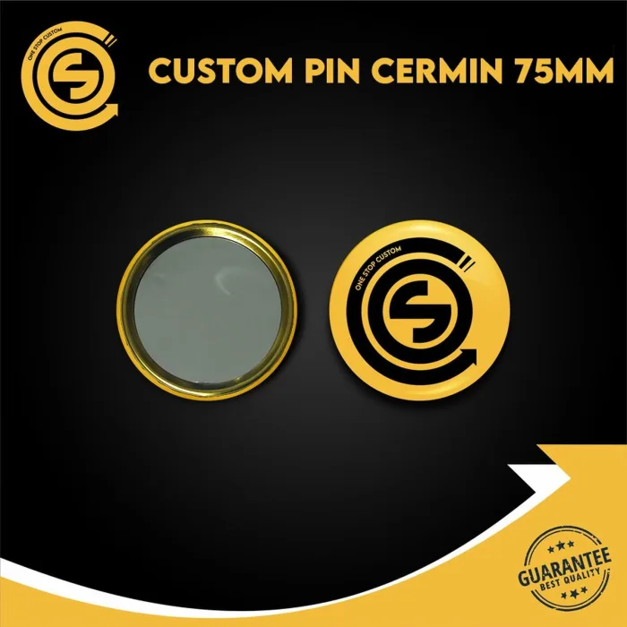 CUSTOM PIN CERMIN KACA MAKE UP 75mm SOUVENIR CUSTOM - Glossy, GOLD