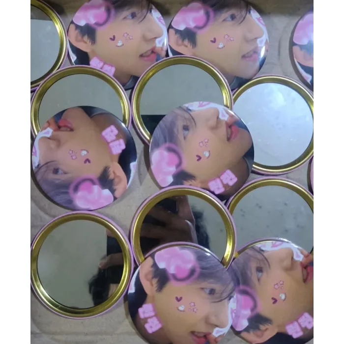 CUSTOM PIN CERMIN KACA MAKE UP 75mm SOUVENIR CUSTOM - Glossy, GOLD