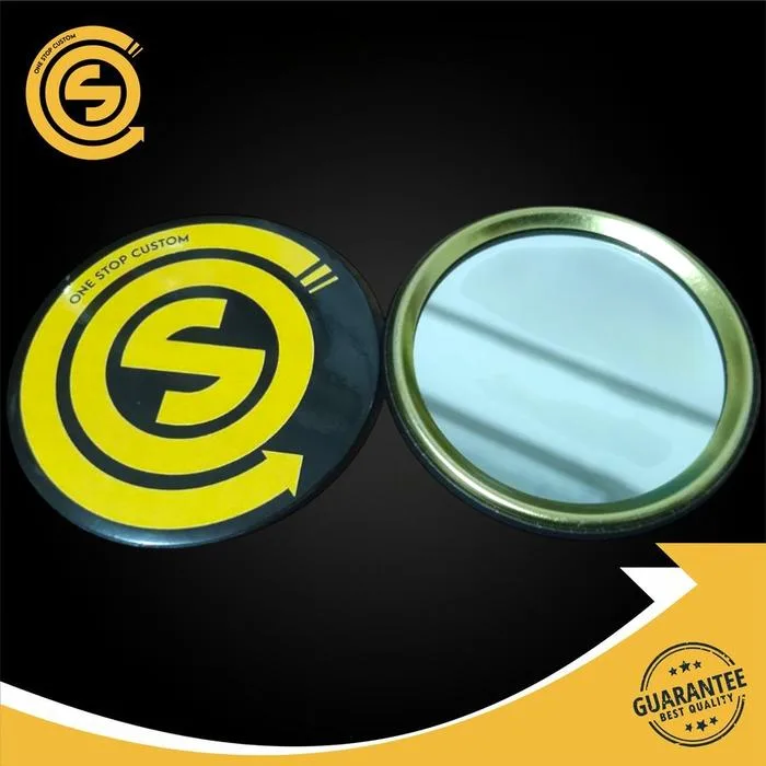CUSTOM PIN CERMIN KACA MAKE UP 75mm SOUVENIR CUSTOM - Glossy, GOLD