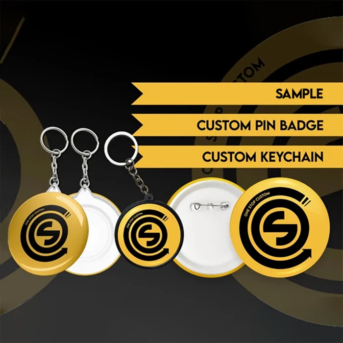 Sample/Acc Custom Pin Peniti dan Gantungan Kunci One Stop Custom - Pin 44 mm, Glossy