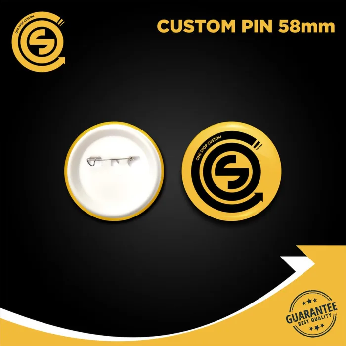 CUSTOM PIN Peniti ukuran 58 mm Laminasi Glossy - Doff/Matte - Kanvas - Glossy