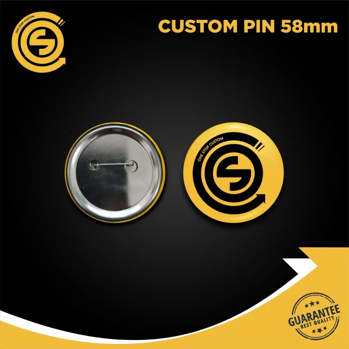 Custom Pin Peniti 58mm Metal - Glossy & Doff/Matte - Kanvas - Desain Personal - Minimum Order 25 pcs - Laminasi Pilihan - Garansi Kualitas Terbaik - Glossy